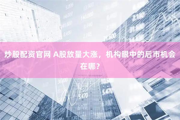 炒股配资官网 A股放量大涨，机构眼中的后市机会在哪？